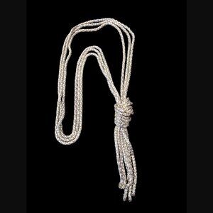 Vintage Multi Strand Mesh Knotted 30" Long Statement Necklace